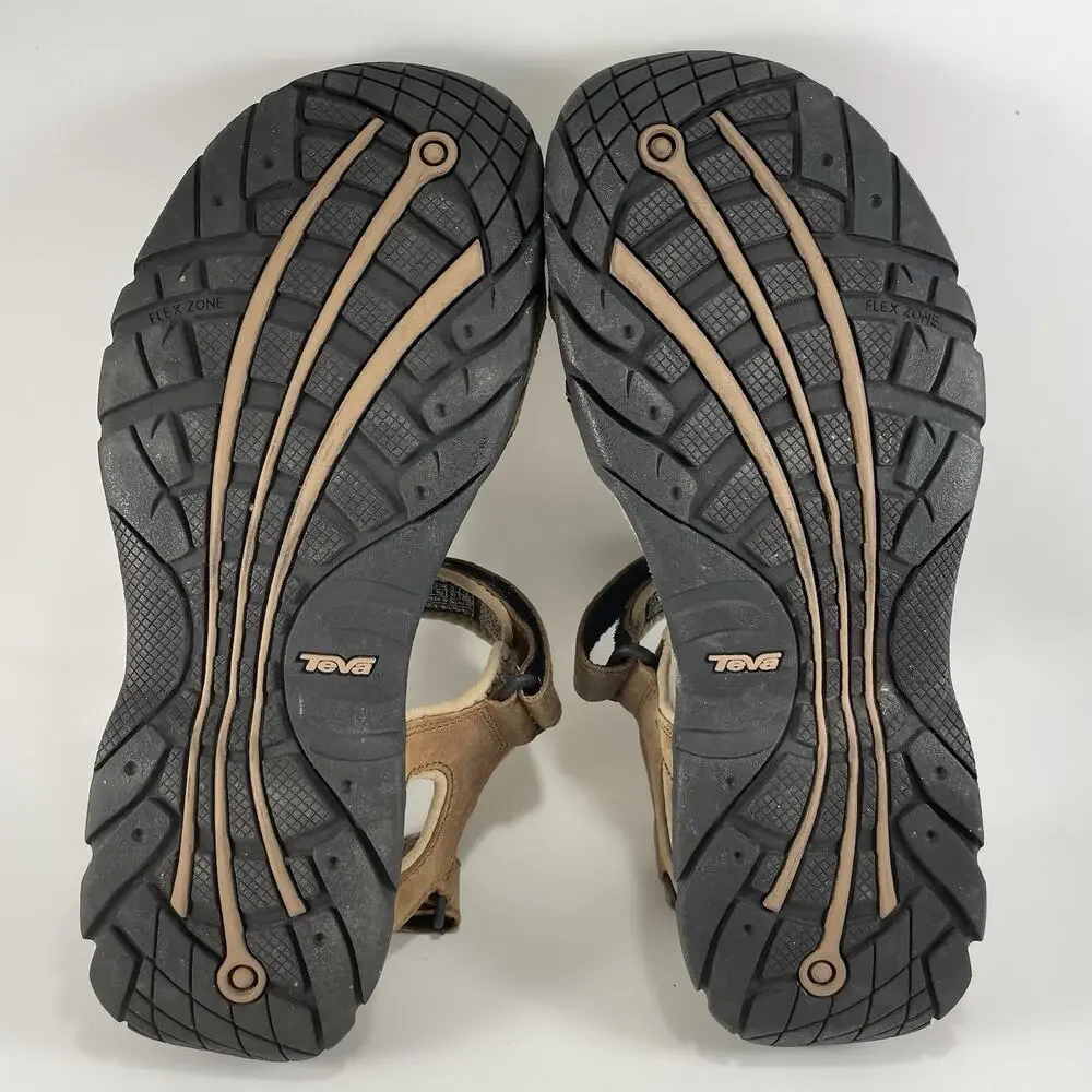 Teva Fossil Canyon Hiking Leather Active Sandals Brown Leather 6101 Mens Size 12